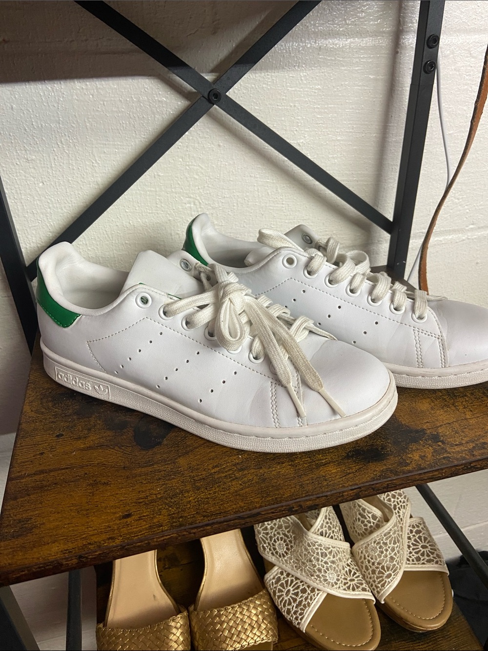 Adidas Stan Smith White & Green Leather Sneakers